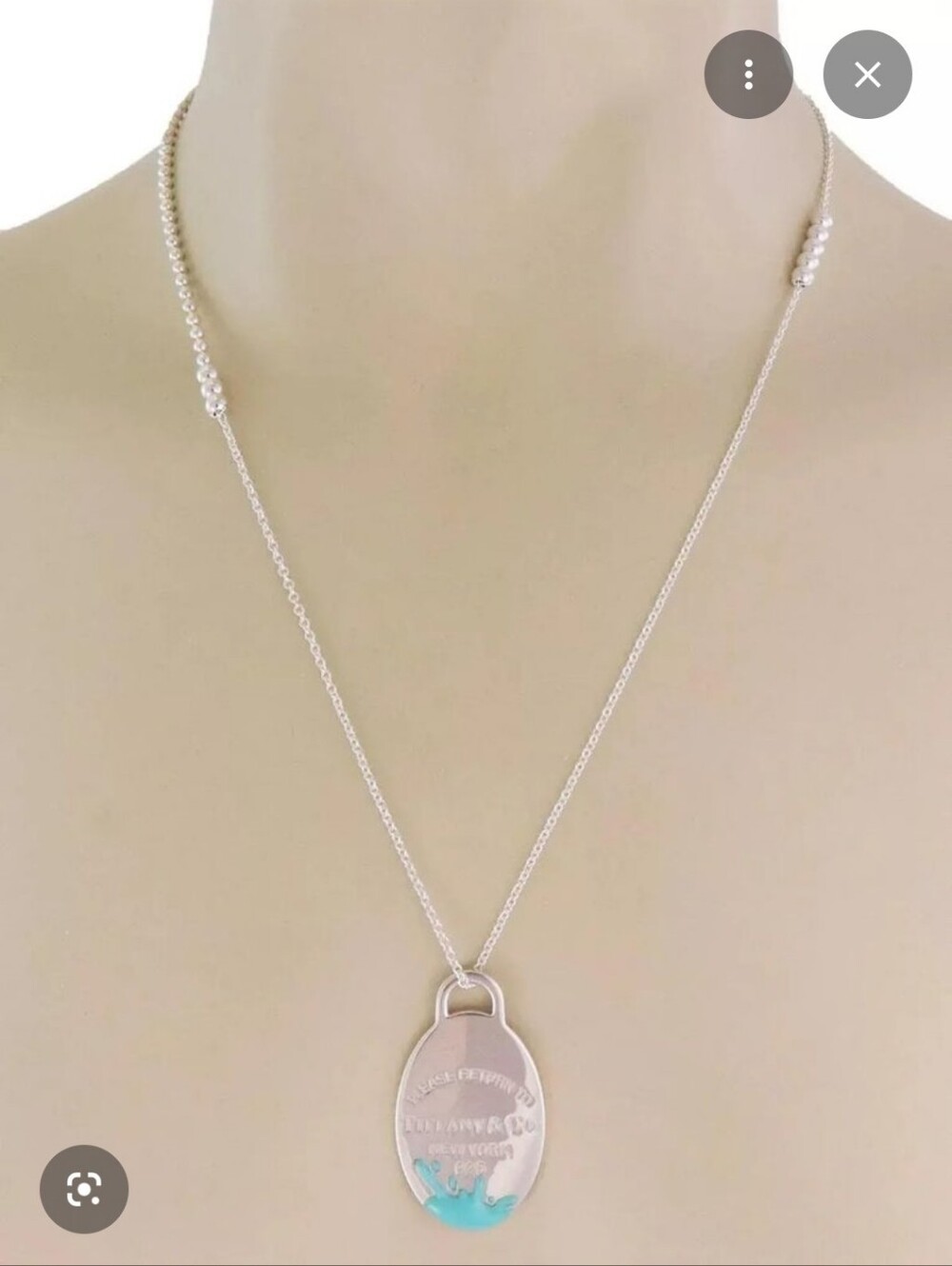 Tiffany & Co. Sterling Silver Return to Tiffany Splash Oval Tag Pendant Neckless